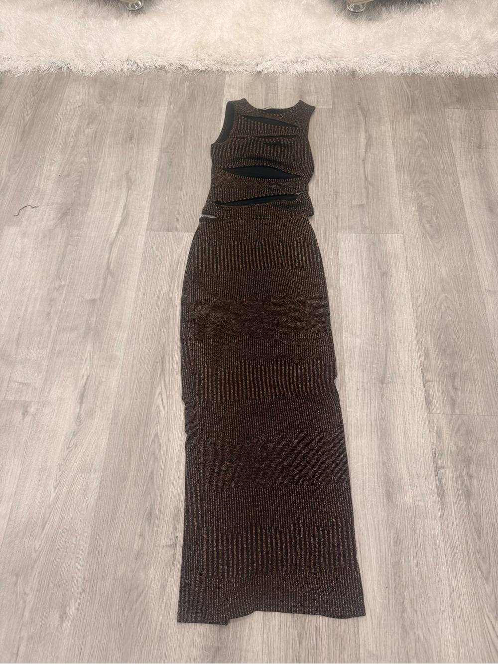 Whitefox Cutout 2 peice Maxi Dress in Dark Brown